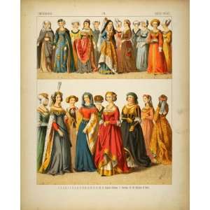  1882 Costume German Medieval Women Citizens Duchess 