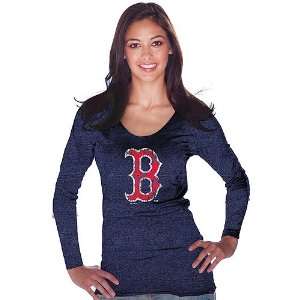  Boston Red Sox Womens Tri blend LS Scoopneck T shirt by 