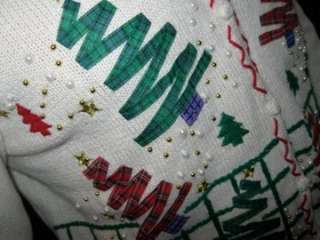 Mens Ugly Christmas Sweater Size Small Medium Trees Snowmen Tacky 45 