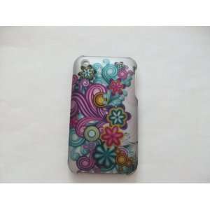  iPhone 3G/3GS Purple and Green Flowers with Colorful Vine Hard Case 