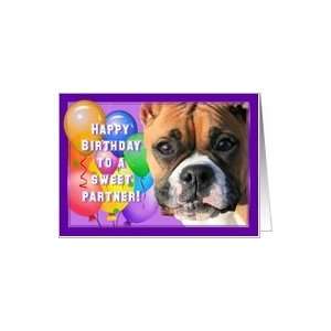  Happy Birthday Partner Boxer Dog Card Health & Personal 