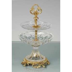 Two tiered Crystal And Brass Server 