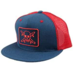   Fourstar Pirate Mesh Snapback Hat Navy (Blue/Red)