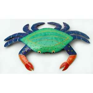  Turquoise & Blue Metal Crab Wall Decor   Haitian Metal Art 
