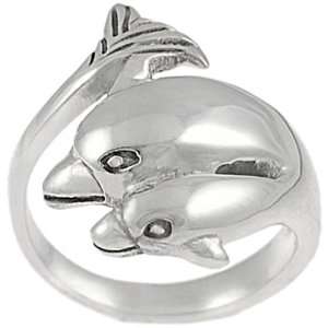  Sterling Silver Two Dolphin Ring Jewelry