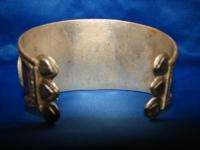 Ethnic Silvertone metal faux stone cuff bracelet bird  