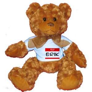  HELLO my name is ERIK Plush Teddy Bear with BLUE T Shirt 