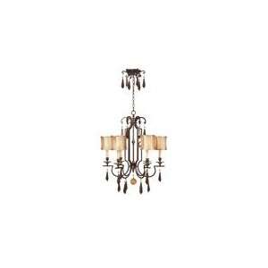 Turin 6 lts iron chandelier with pendalogues in Euro Bronze by World 