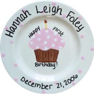  Pink Birthday Baby Hand Painted Personalized Plate 