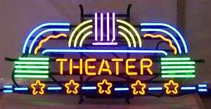 Neon sign Theater Home theatre Art Deco on metal grid  
