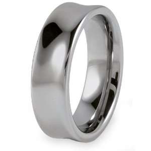  Polished Concave Tungsten Carbide Ring (7.0mm)   Size 11.0 