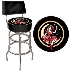   Padded Bar Stool with Back   Game Room Products Pub Stool Beer Logos