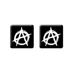Anarchy Symbol   3D Domed Set of 2 Stickers Badges
