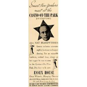 1936 Ad Casino Park Nat Brandwynnes Orchestra Essex   Original Print 