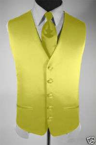 Mens Suit Tuxedo Dress Vest and Necktie Yellow Medium  