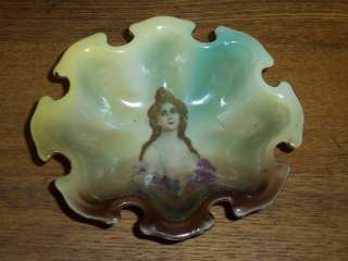 Antique / Old Small Porcelain Portrait Trinket Bowl / Dish  