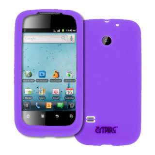 for Huawei Ascend II 2 Purple Silicone Case Cover+Screen Protector 