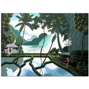   Acrylic Paint On Canvas~Cool Morning Haze~Bali Art