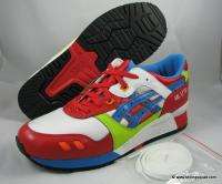 ASICS GEL LYTE 3 III MENS SHOES WHITE RED BLUE VEGAN RARE TRAINERS 12 
