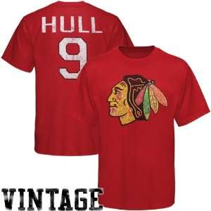   Bobby Hull Alumni Player Name & Number Vintage T Shirt   Red (Medium