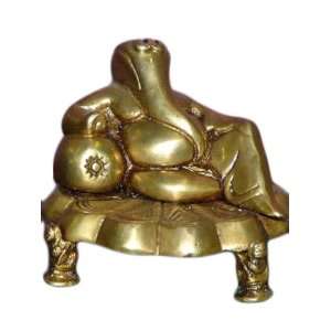   Relaxing Brass Ganesh Statue India God Murti 5 Inch