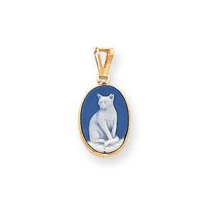  14k 15mm Porcelain Cat Cameo Pendant   JewelryWeb Jewelry