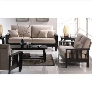  Bundle 22 Mission Style Sofa and Loveseat Set in Cream (3 