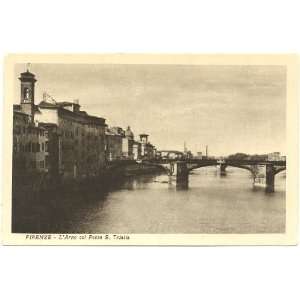   Postcard River Arno & Ponte S. Trinita Florence Italy 
