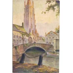   1930s Vintage Postcard Pont du Dyver Bruges Belgium 