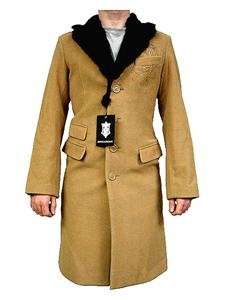  New Monarchy Wool Full Length Trench Coat with Fur Collar 