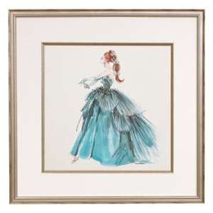  framed fashion barbie print (blue evening gown)