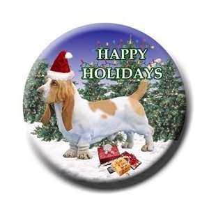 Basset Hound Christmas Holiday Pin Badge No 1