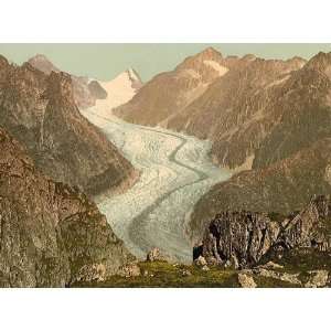 Vintage Travel Poster   Fiescher Glacier Valais Alps of Switzerland 24 