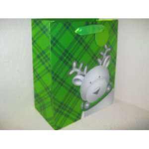   & Body Works Green Reindeer Large Gift Bag with Tissue Paper Beauty
