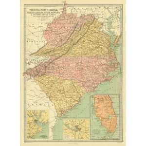  Bartholomew 1873 Antique Map of Virginia, West Virginia 