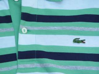 LACOSTE MENS GREEN MULTI COLORED STRIPED POLO SHIRT NWT 3XL 9 $72+ NEW 