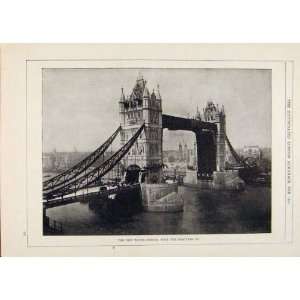   London Almanack New Tower Bridge With Bascules Up 1895