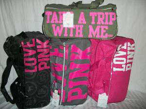 NWT Victorias Secret Pink Travel Wheelie Luggage Bags  