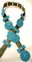 Navajo J Williams Sterling Silver Turquoise Concho Belt  