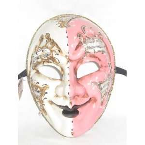   Pink Joker Night and Day Venetian Masquerade Ball Mask