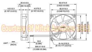 New AVC 92mm x 25mm Case Fan 3 Pin DS09225R12H 90mm  