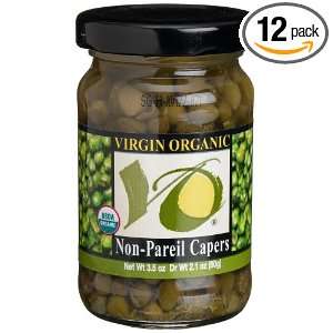 Virgin Organic Non Pareil Capers, 3.5 Ounce Bottles (Pack of 12 