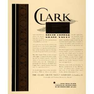   Clark Grave Vault Coffin Funeral   Original Print Ad