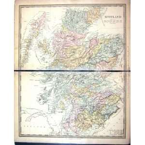  Harrow Antique Map 1880 Scotland Edinburgh Glasgow Islay 