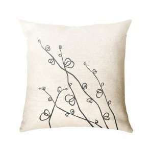  Twig Sprouts Square Pillow Color White on Gray