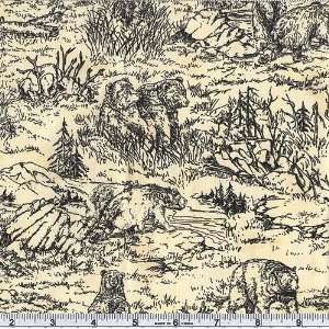 45 Wide Yukon Bear Toile Black/Natural Fabric By The 
