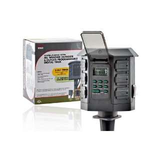 com Tork 806D 6 Outlet Digital Outdoor 7 Day Stake Timer w/ Photocell 