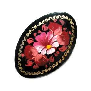  GreatRussianGifts Bouquet Oval Lacquer Broach Kitchen 
