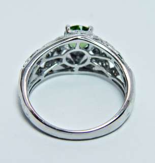 Vintage Style Tourmaline Diamond Filigree Ring 14K White Gold  