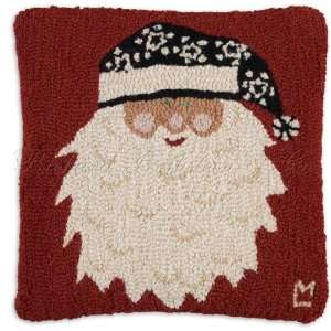 Sundance Santa Claus Hooked Pillow    Handmade, Hand Hooked Christmas 